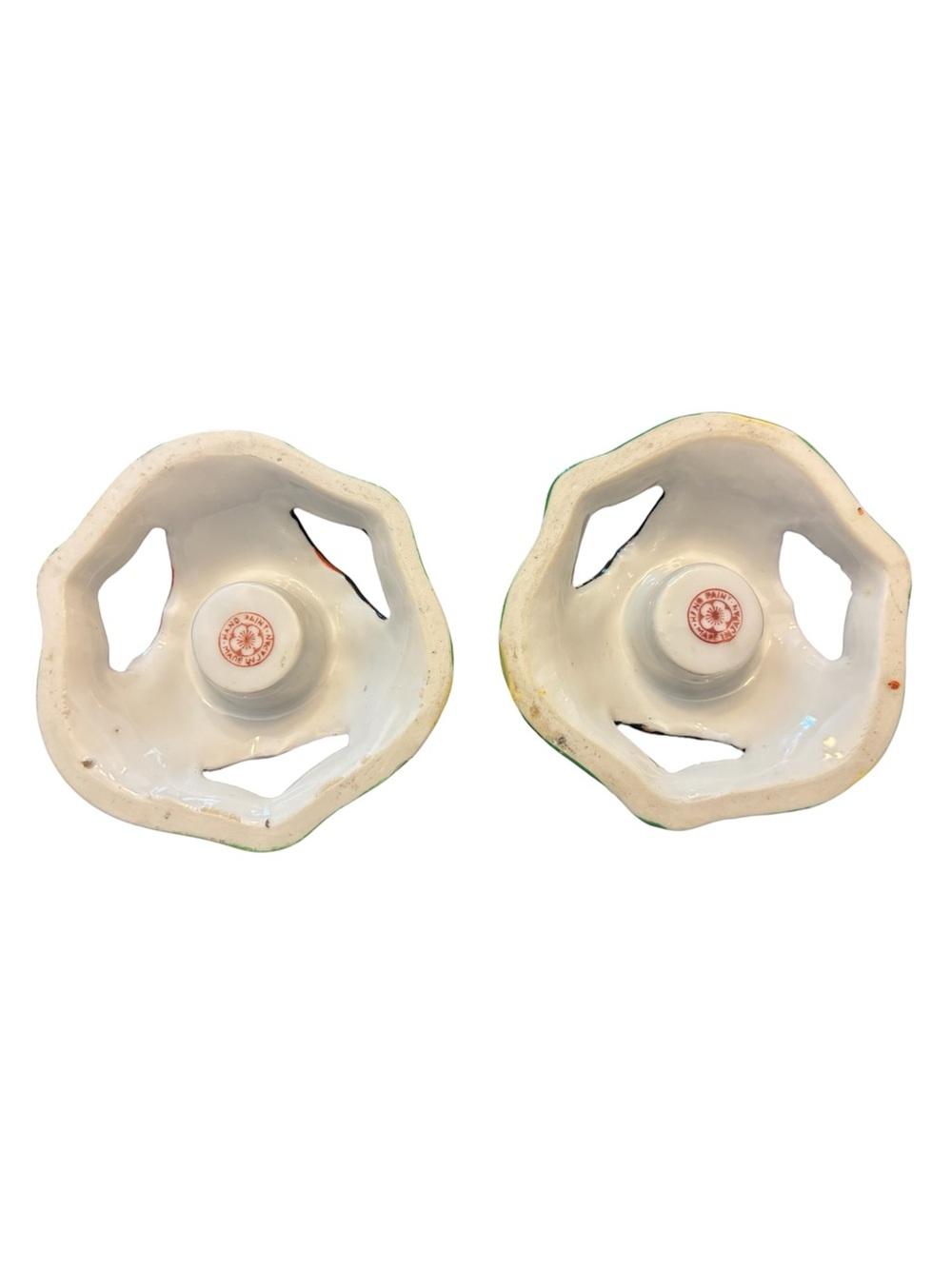 Beautiful Pair of Hand-Painted Ceramic Floral Candle Holders from Japan 🇯🇵✨ - Picture 4 of 4